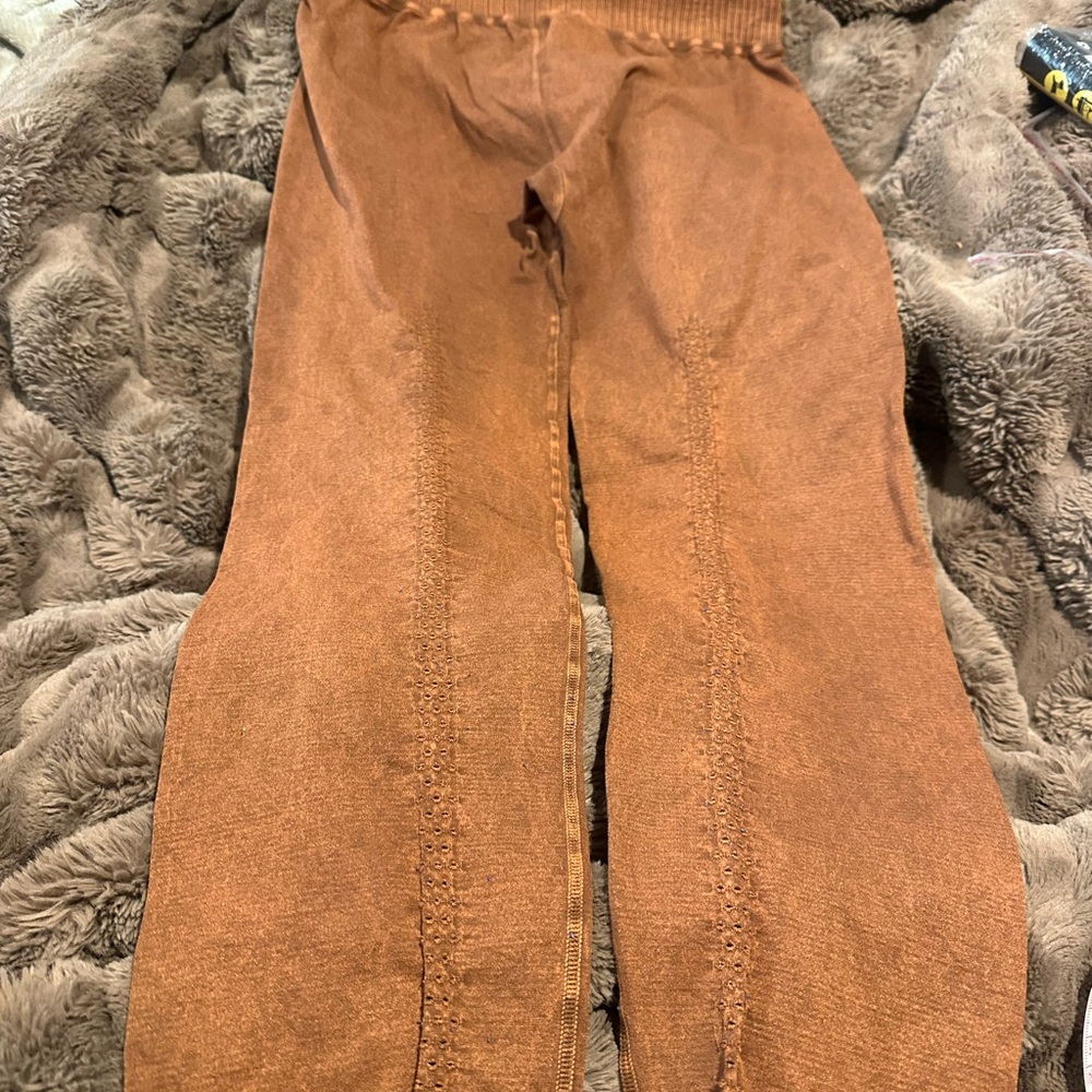Free People -Mineral Wash Brown leggings size XL full length - Picture 6 of 9